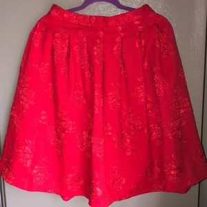 A red a line skirt